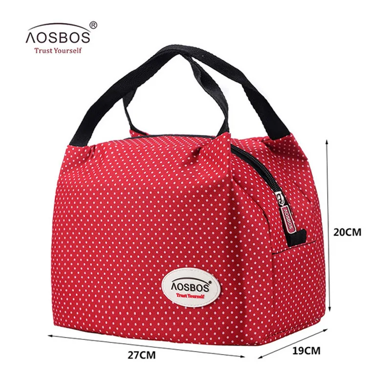 Aosbos Waterproof Picnic Lunch Bag Portable Oxford Canvas Tote Bags Food Storage Bags for Women Lunch Box Printing Thermal Bag