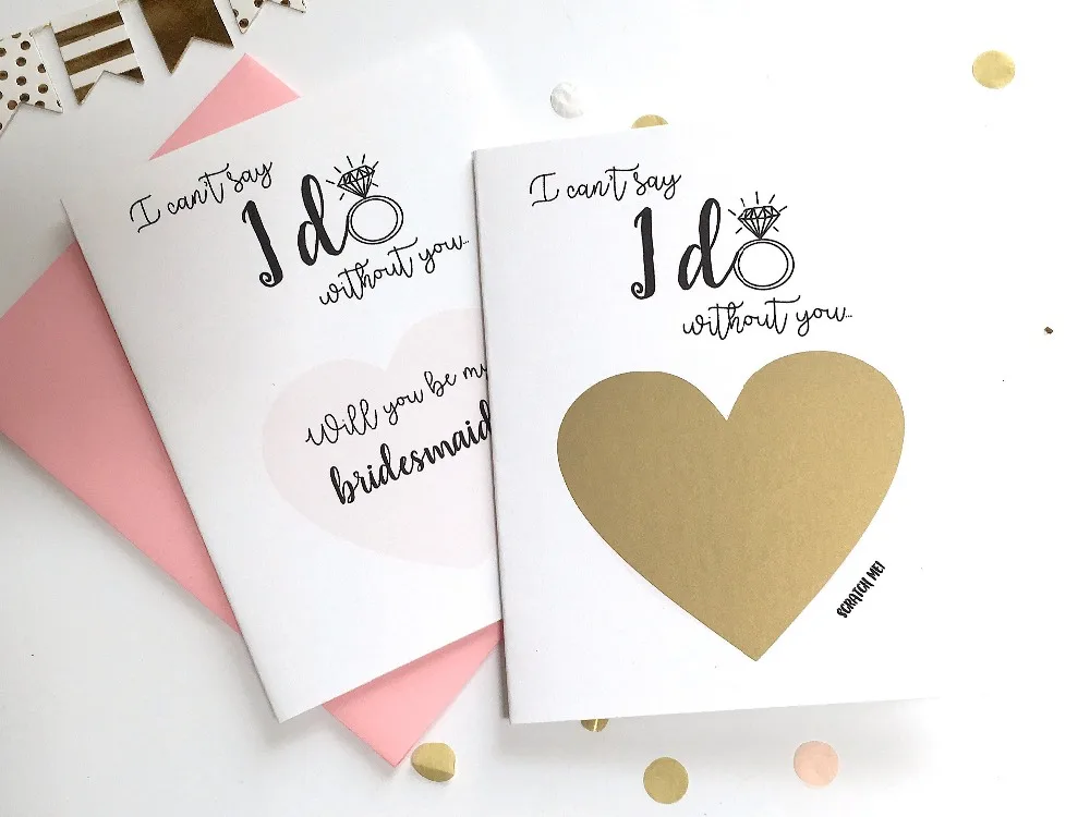 Personalize any quote bridesmaid proposal Scratch Off Cards, Will you be my Maid of Honor, Bridesman Proposal cards invites