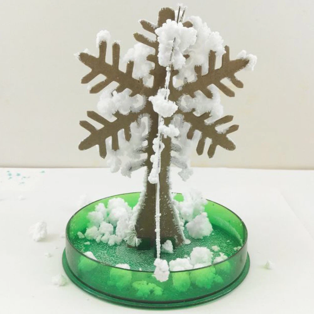 

2019 120mm H White Magic Growing Paper Snowflake Tree Magical Grow Snowflakes Flutter Christmas Trees Crystals Flakes Kids Toys