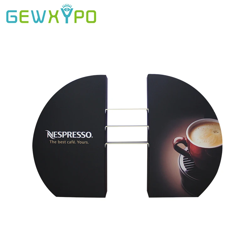 Trade Show Booth Tension Fabric Double 3D Semi-Moon Rack Display Banner Stand With Your Own Graphic Printing(Optional)