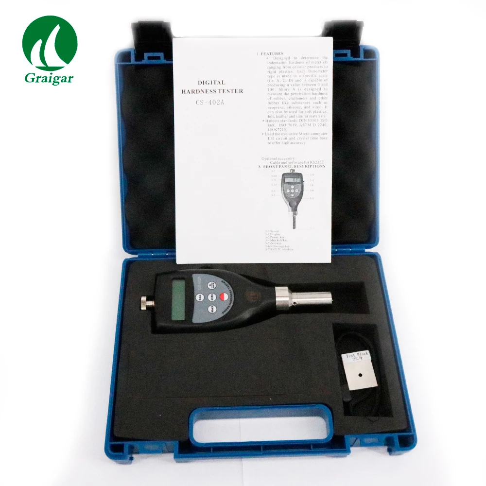 Probador de dureza CS-402A, goma tipo A de 10 ~ 90 HA, elastómeros de cuero y materiales similares para Kit de bloques de prueba de durómetro