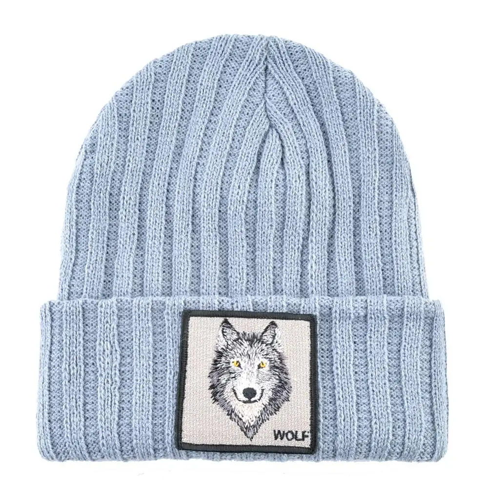 New Fashion Knitted Hats For Men Women Wolf Pattern Skullies Beanies Unisex Knitting Streetwear Hip Hop Bonnet Caps Kpop Gorras