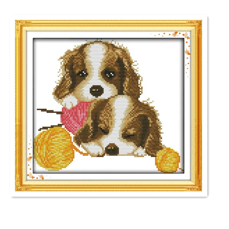 Pies handmade DIY haft cross stitch drukowanie ścierka haftowana pies zwierząt wzór DMC nici do haftowania wiszące malowanie