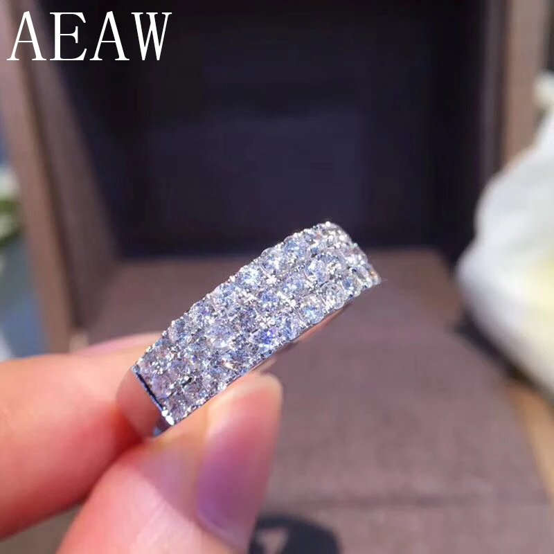 AEAW 1.2CTW Carat D Color Lab Grown Moissanite Diamond Engagement Wedding Band Genuine Solid 14K 585 White Gold For Women