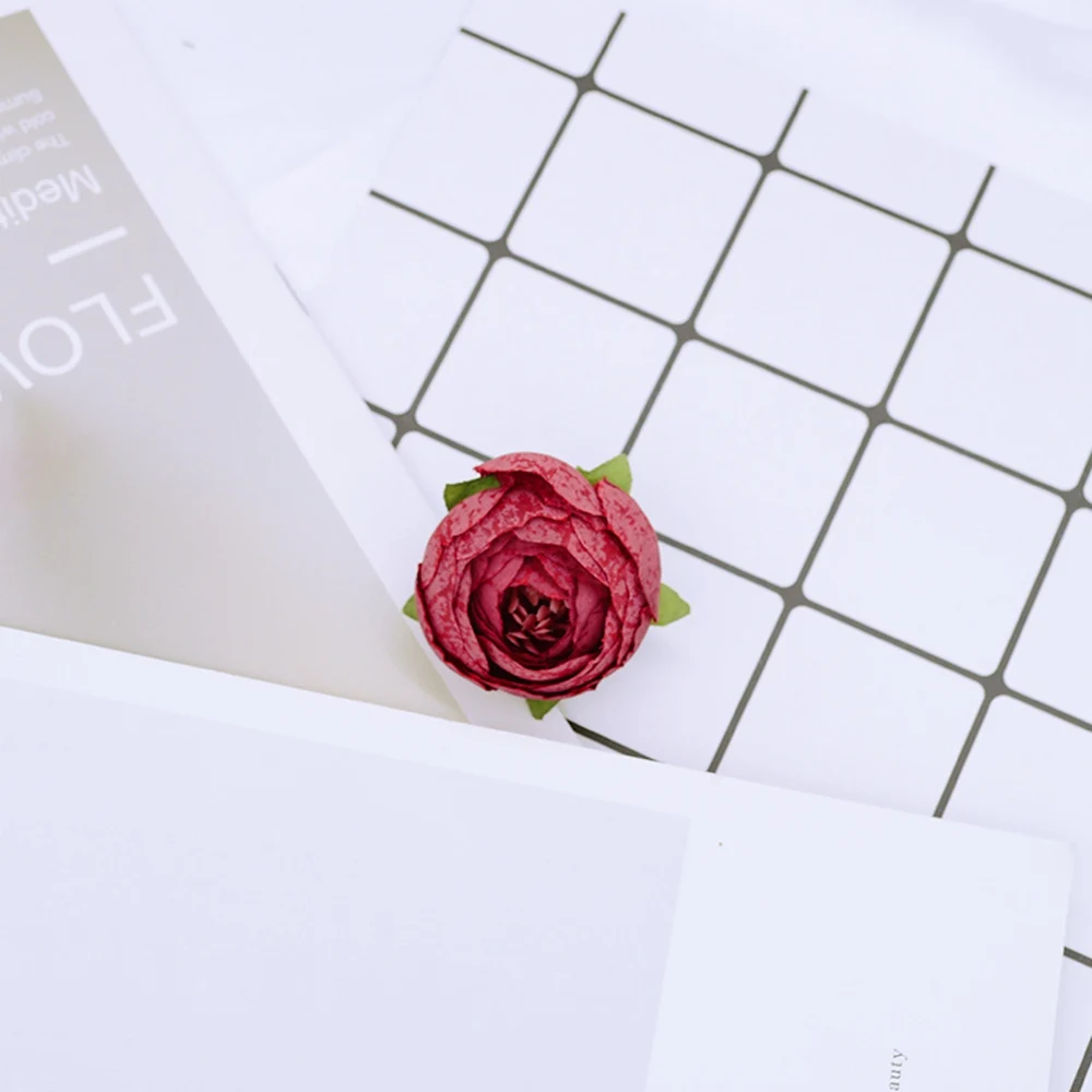 20 Stück Seiden-Teeknospen-Rosen Weihnachten Heim Raum Party Hochzeit Deko DIY Geschenke Süßigkeitenbox Günstige Künstliche Plastikblumen Wand – Detail 8
