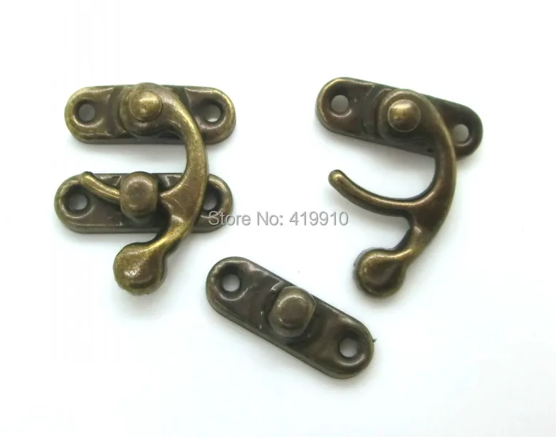 Freies Verschiffen-50 Sets Metall Box Riegel Haken Box Sperren Purse sperre Antike Bronze 4 Löcher 3,3 cm x 2,7 cm 2,7 cm x 0,9 cm, J2700