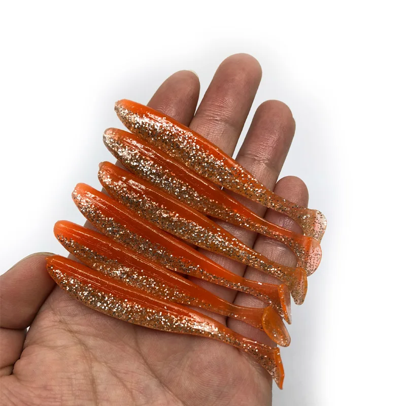 6pcs / lot Easy Cleaner Soft Lures 85mm /4g Silicone Bait Double Color Carp Artificial Fishing tackle Fishing Lures