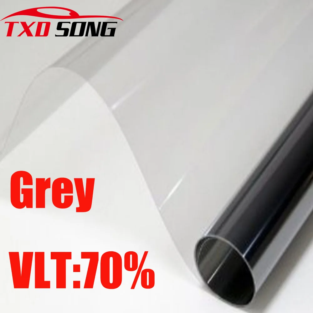 50x300cm Grey Car Window Tint Film Front Side Glass window film VLT 70% Roll 1 PLY Car Auto House Commercial Solar Protection