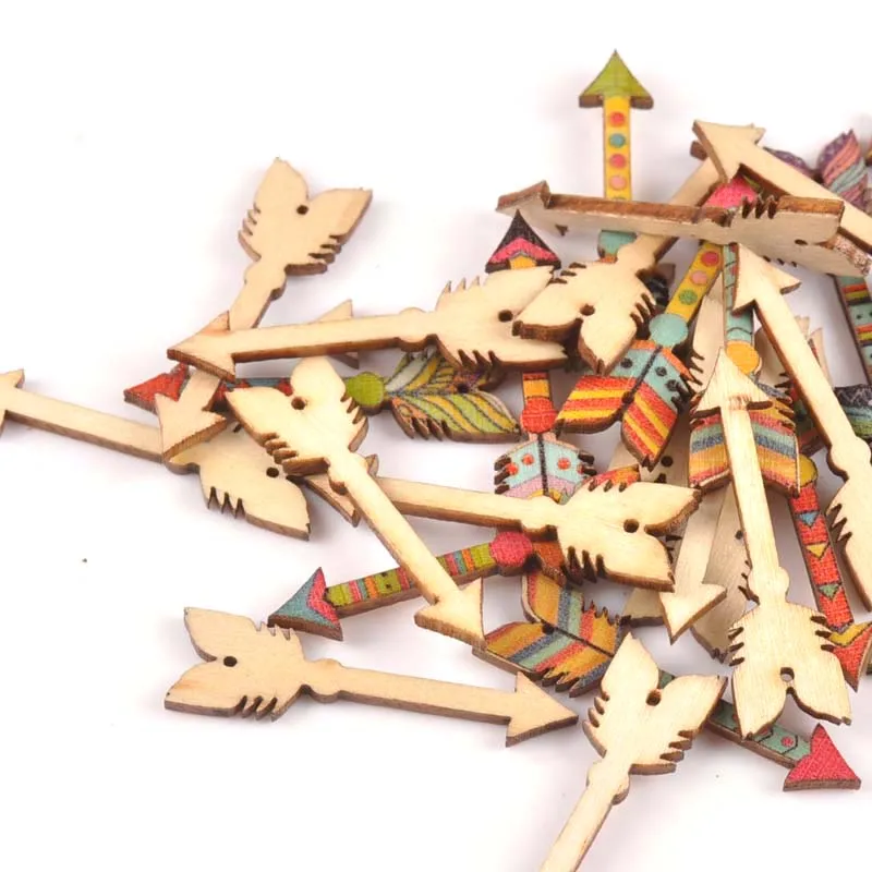 25Pcs Mixed Arrows Shape Wooden Crafts Scrapbook DIY For Wood Slices Ornaments Home Decoration Accessories Arts 34x12mm m1815