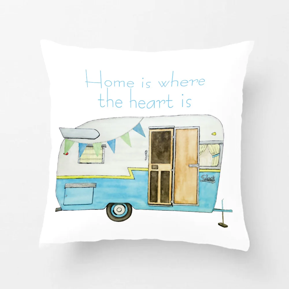 

Home Is Where The Heart Is RV Image Throw Pillow Case Decorative Cushion Cover For Sofa Car Seat Living Room Pillowcases