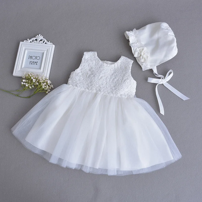 

0-2 Year Old Fashion Baby Girl Dresses with Hat Beige Formal Party Wear Vestido Toddler Baby Girls Clothes RBF174027