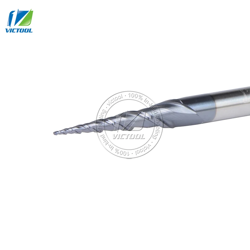 2pcs/lot R0.25*D4*20.5*50L*2F Tungsten solid carbide Coated Taper Ball Nose End Mills,taper and cone Bit wood