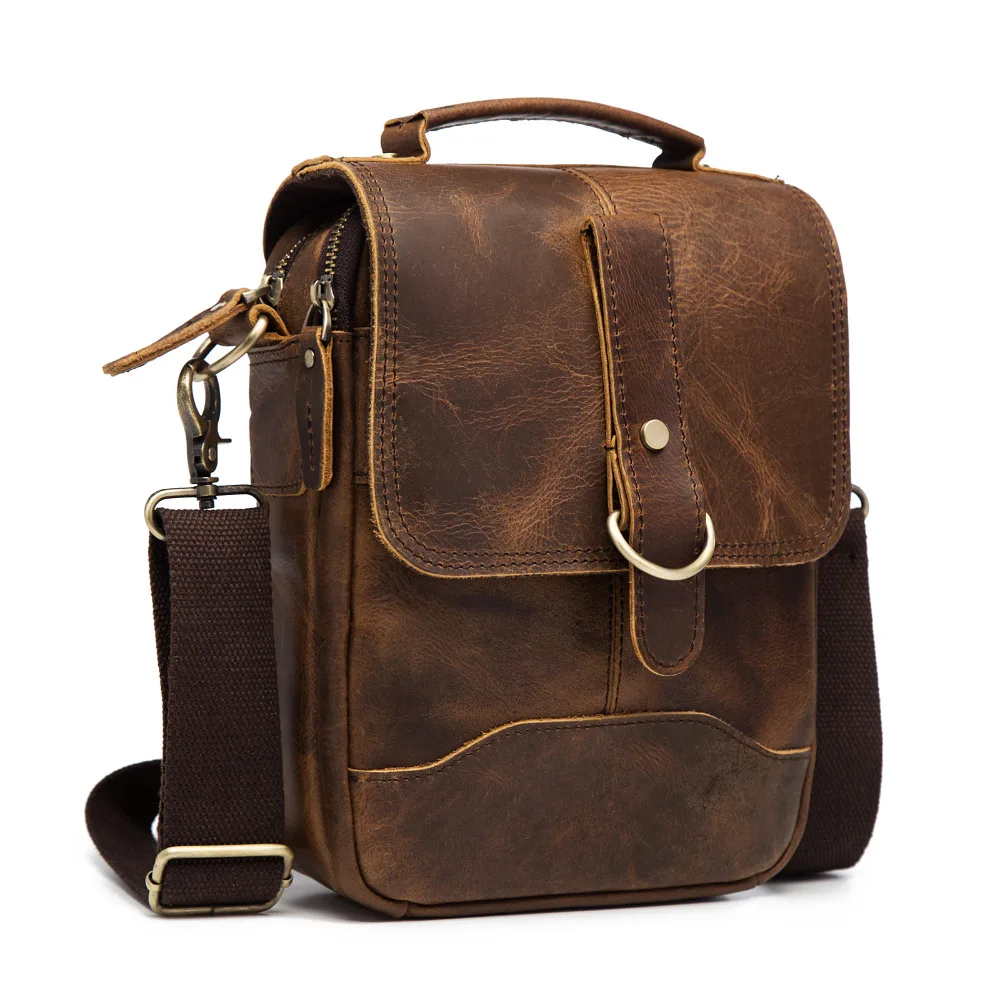 Original Leather Male Fashion Casual Tote Messenger bag Design Satchel Crossbody One Shoulder bag 8\