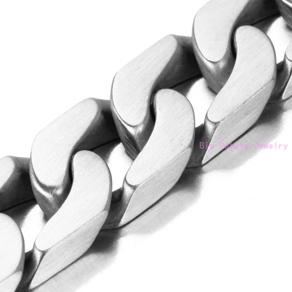 Heavy Huge Silver Color Cuban Curb Casting Link Chain Bracelet 316L Stainless Steel Cool Men Bangle Jewelry 12mm*22CM