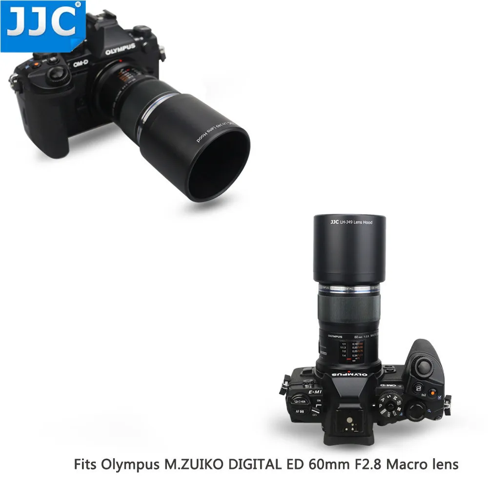 JJC Reversible Lens Hood Shade Tube for Olympus M.ZUIKO Digital ED 60mm f2.8 Macro Lens Replaces Olympus LH-49 Lens Hood