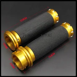 Gold Motorcycle Grips Handle Black CNC 1