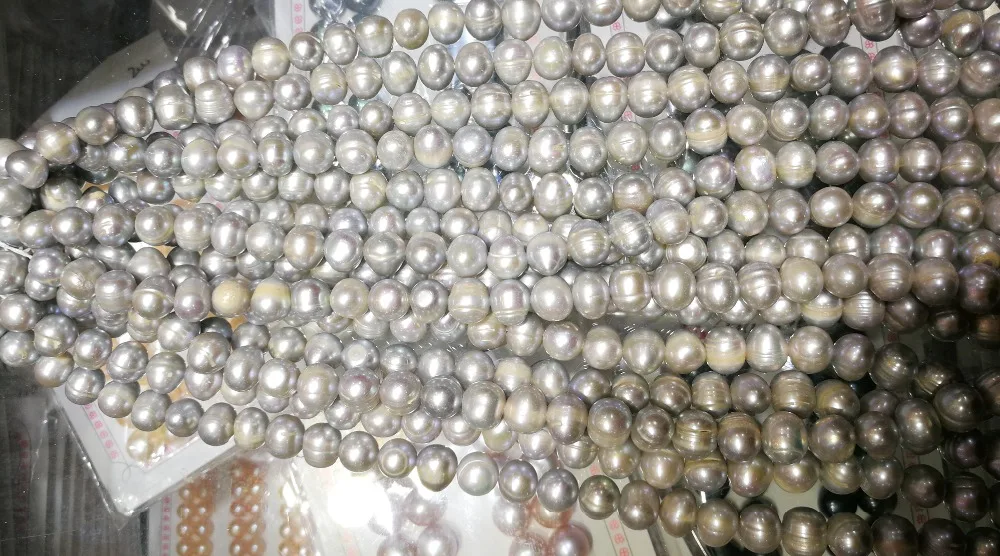 Real Natural Freshwater pearl 10MM gray pearl baroque lines pearl Loose Beads one strands 35cm 15'' DIY gift