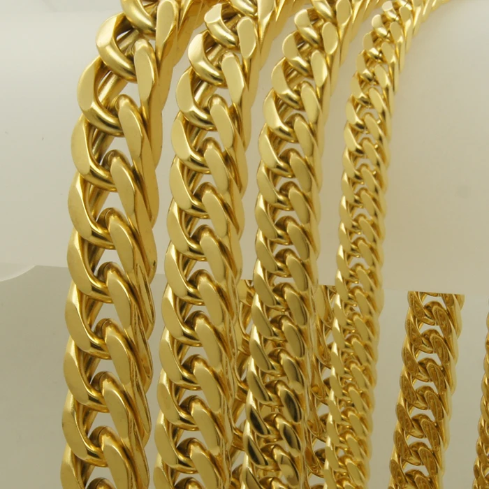 12mm width 60cm 23.6 inch length weight 170g classic double link ipg gold plating men/boy 316L stainless steel necklace 1pc