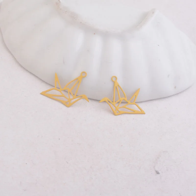 100 Stück Ac6420 15*20mm Tieranhänger Metall-Papierkranich-Anhänger Schmuck Filigran Ohrring-Zubehör – Detail 8