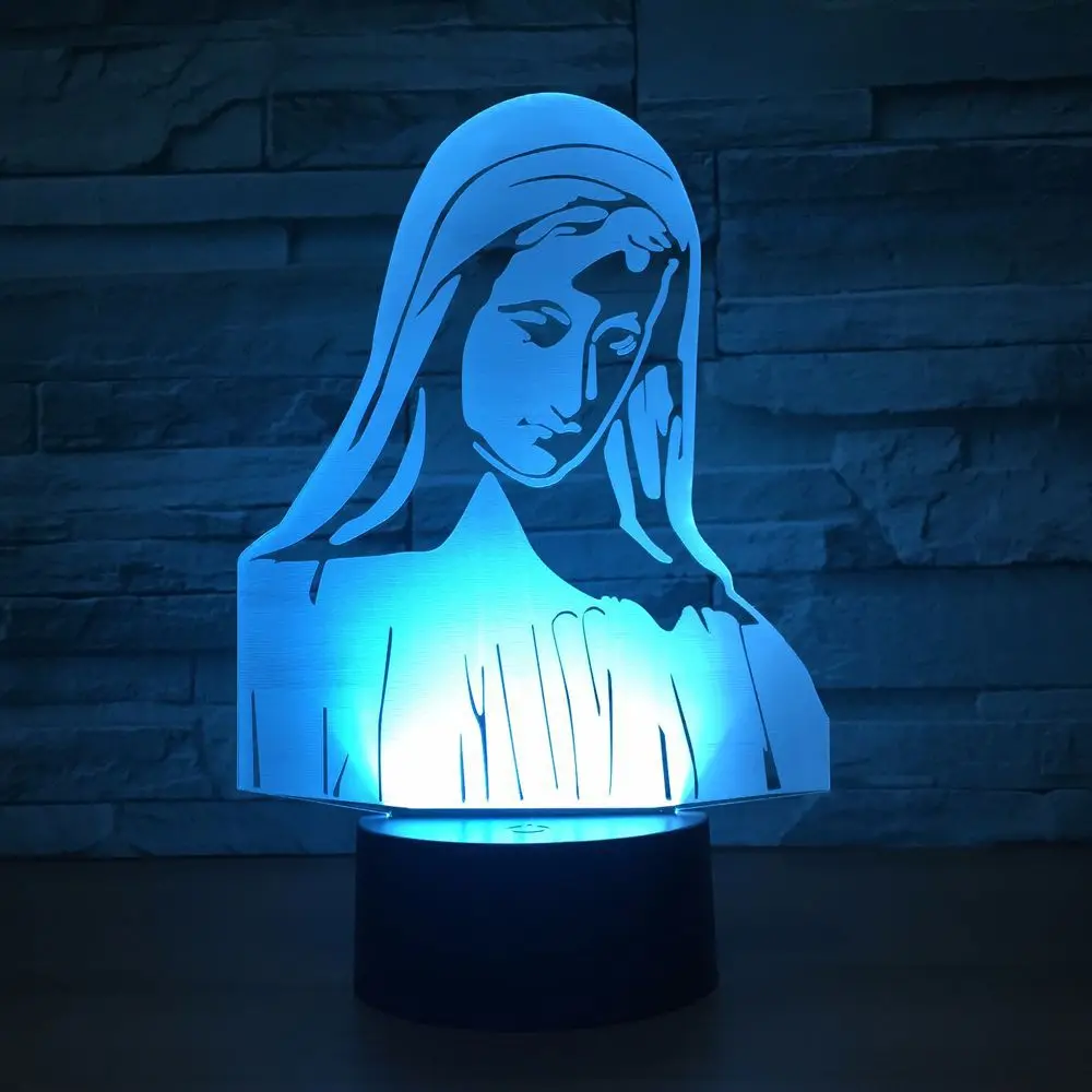 Virgin Mary Acrylic night light Wireless speaker Color-adjustable Action figure Religious belief ornament Y21