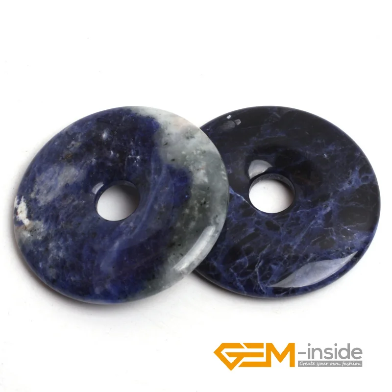 30mm 40mm 50mm Donuts Shape Natural Sodalite Loose Stone Beads For Pendant Making 1 Pcs To Sale