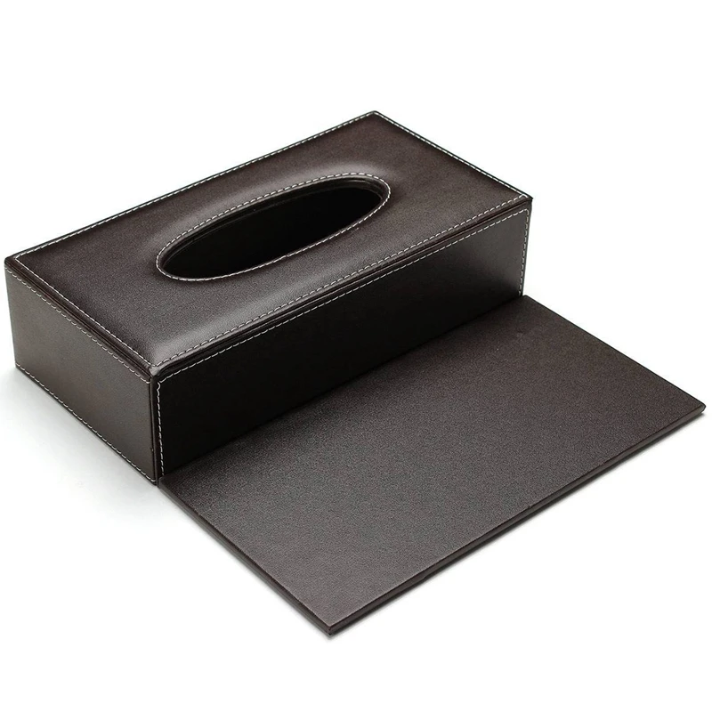 Portable Leather Rectangular Tissue Cover Box Holders Case Pumping Paper Hotel Home Car Gift Brown