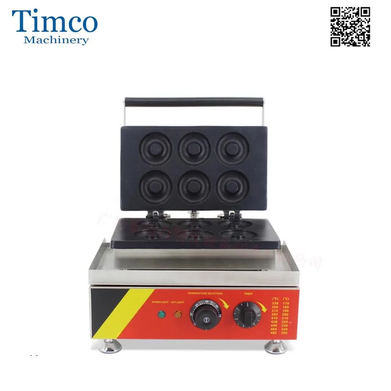 TIMCO Donut Making Machine 6PCS Flat Rings Manual Electric Doughnut Maker