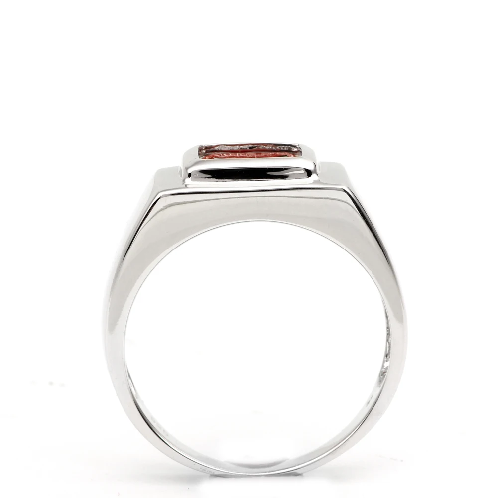 925 Silver Ring for Men Red Garnet 7x9mm Gemstone Invisible Prong Setting January Capricorn Birthstone Father\'s Day Gift R509RGN