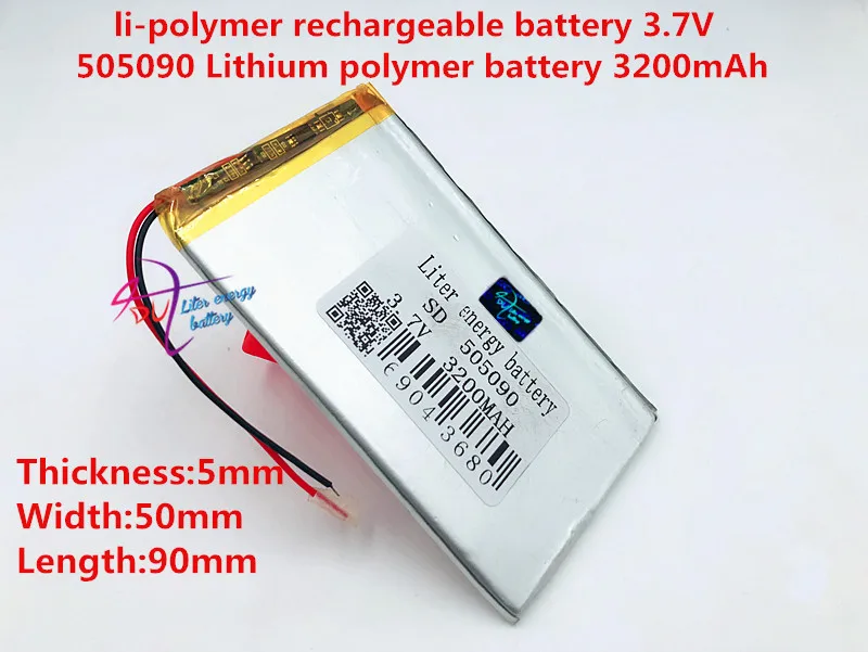 tablet battery Size 505090 3.7V 3200mah Lithium polymer Battery With Protection Board For MP3 MP4 GPS Digital Products