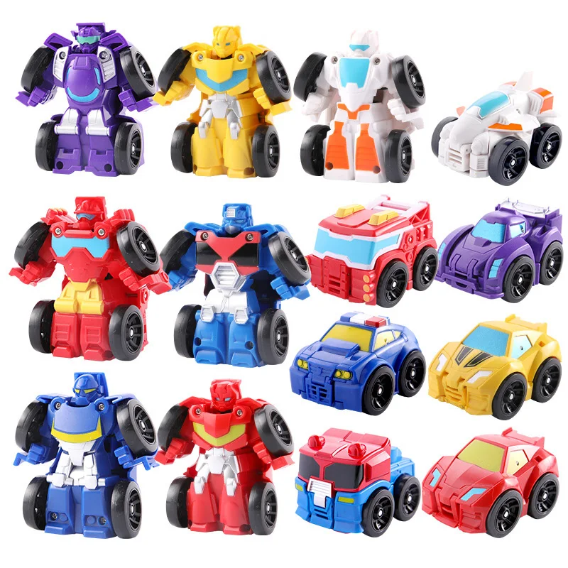 Cartoon Transformation Robot Action Figure Toys Mini Cars Robot Classic model Toys For Children Gifts Brinquedos