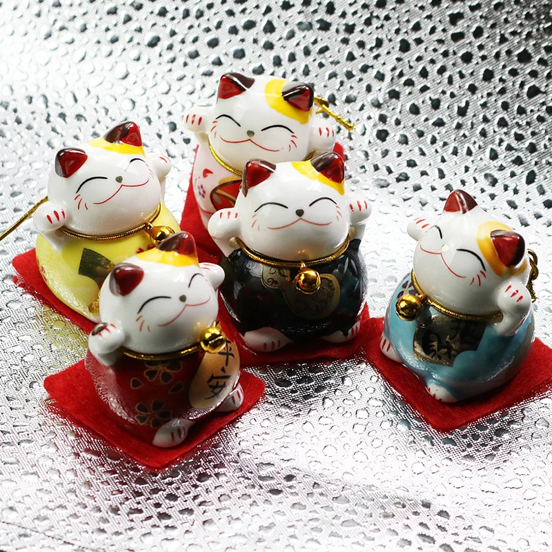 Noizzy 5 Pieces Lucky Cat Wealth Health Blessing Career Love Model Action Figure Doll Car Auto Interior Ornaments Accessories