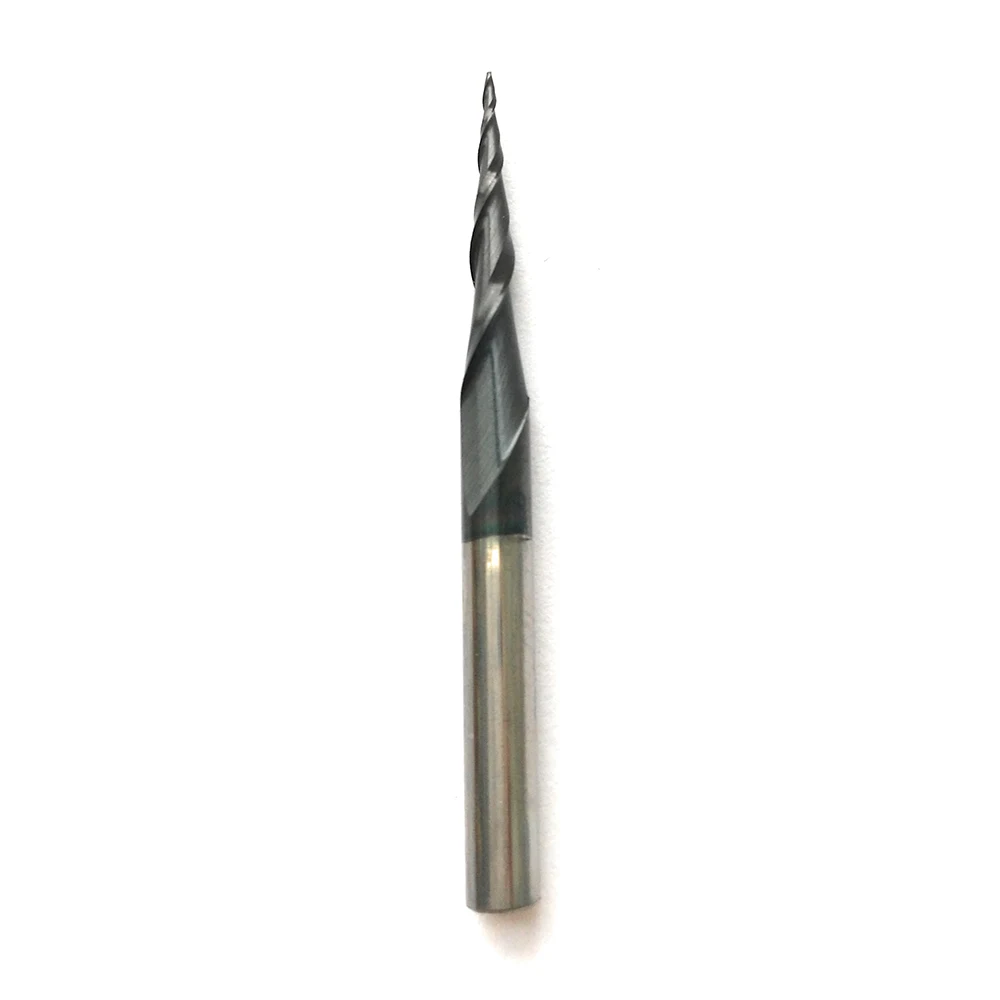 

15pcs HRC55 R0.15*D6*20*50L*2F Tungsten solid carbide Coated Tapered Ball Nose End Mills taper and cone endmills