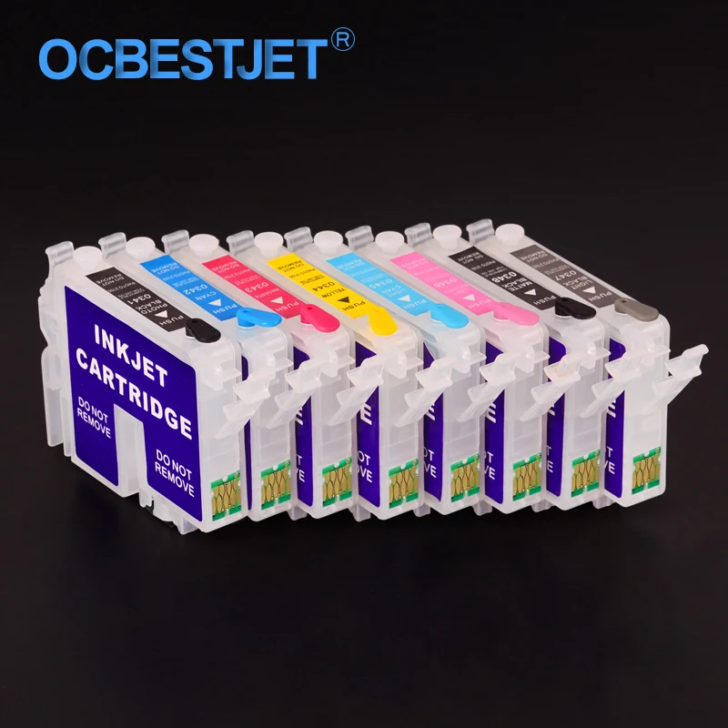 8Colors/Set T0341-T0348 Refillable Ink Cartridge With ARC Chip For Epson Stylus Photo 2100 2200 Printer (PBK C M Y LC LM LK MBK)