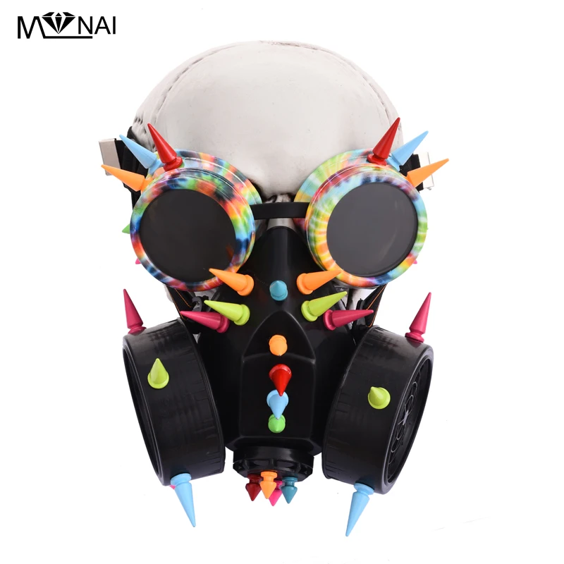 Retro Men Women Steampunk Rivets Goggles Mask for Cosplay Gothic Punk Rock Spikes Glasses Respirator Costumes Accessories