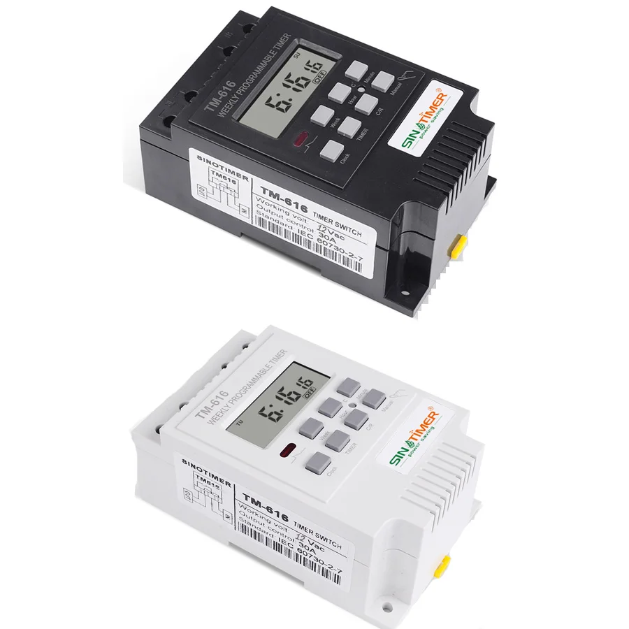 TM616 12V DC 30A Control Load 7 Days 17 ON/OFF Programmable 24hrs Digital Time Relay Timer Switch Electric Container Timer 12V