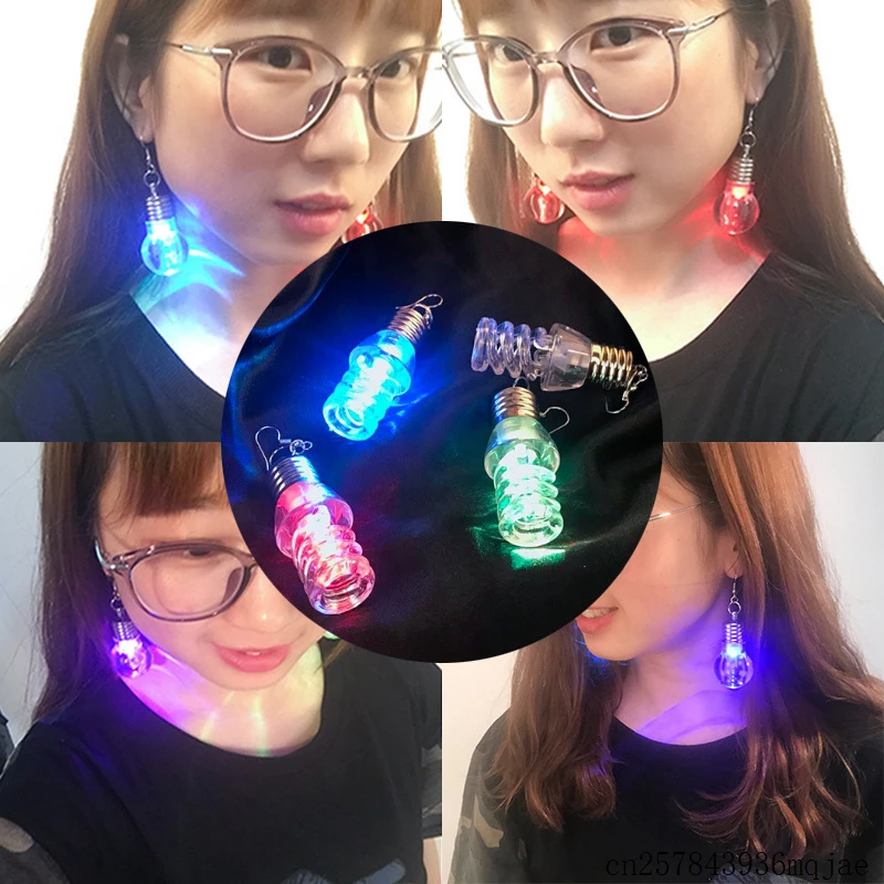 

50Pairs Colorful Light Bulb Stud Light Up LED Earrings Fashion Earring Dance Glow Party Accessories Supplies for Women