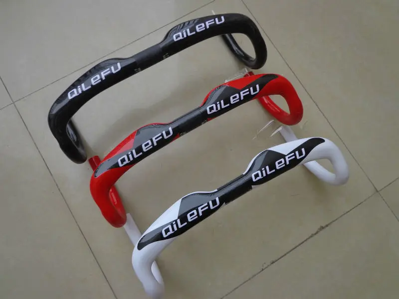 

Newest red white QILEFU road UD 3K full carbon fiber bike handlebar carbon bicycle Handlebar light 31.8*400/420/440mm