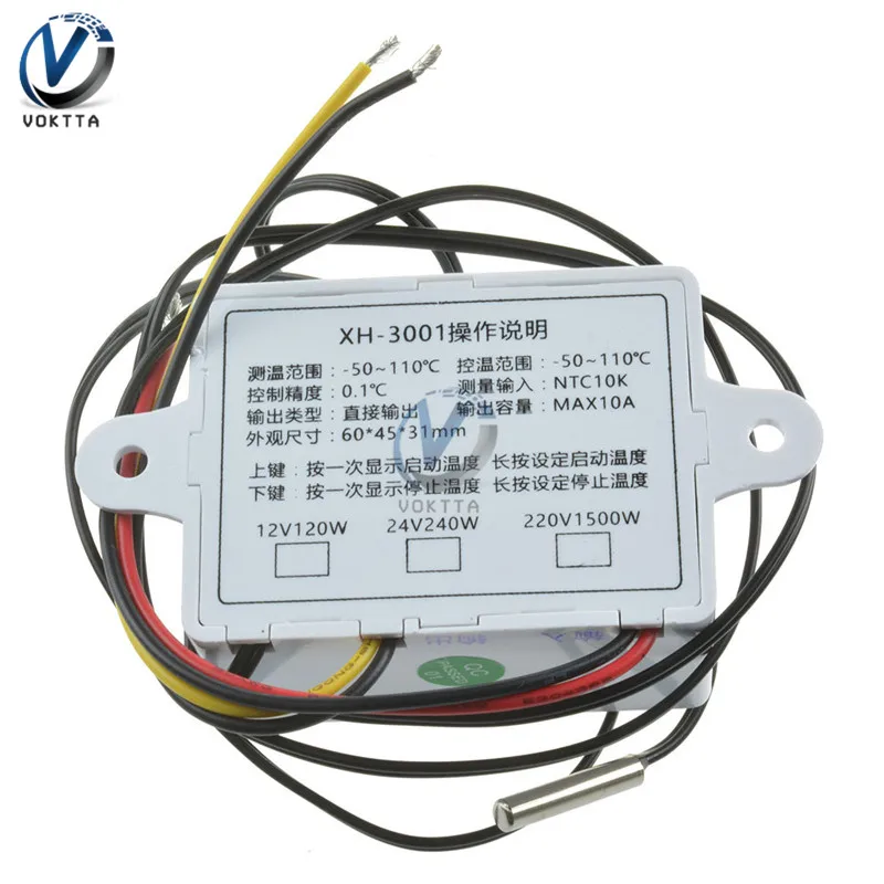 XH-W3001 10A 12V 24V 220V AC Digital LED Temperature Controller Microcomputer Cooling Heating Switch Thermostat Thermoregulator