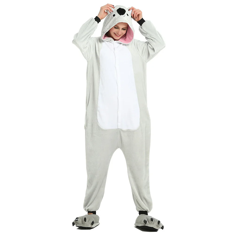 Gray Koala Sleepwear Pajamas Animal Cosplay Costume Flannel Pijama Warm