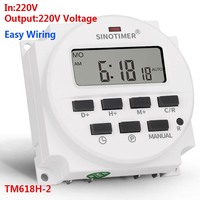 SINOTIMER TM618H-2 220V AC Digital Time Switch Output Voltage 220V 7 Day Weekly Programmable Timer Switch for Lights Application