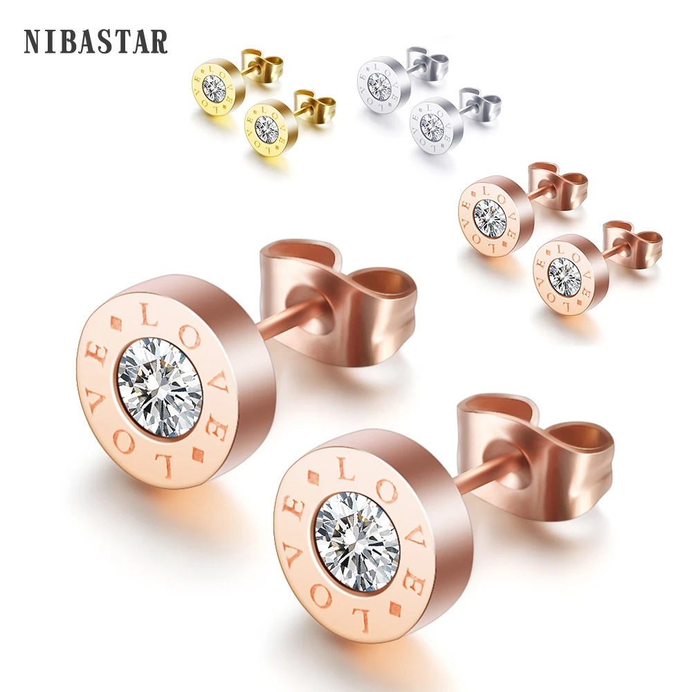 NIBAStar Brand Fashion Hot Sale Earrings 3 Colors Austrian Crystal Stud Earrings For Women Charms Jewelry Brincos Drop Shipping