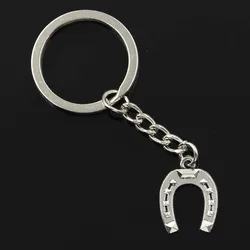 New Fashion Men 30mm Keychain DIY Metal Holder Chain Vintage Horseshoe Lucky Horse 21x16mm Silver Color Pendant Gift