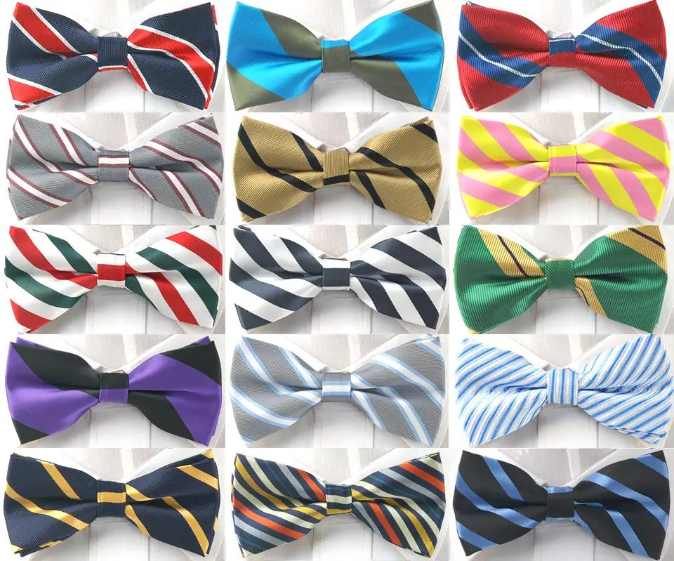 Stripe Bow tie Pre-tied Tuxedo Necktie Woven Groom Wedding Mariage Party BowTie Neckwear Sell Off