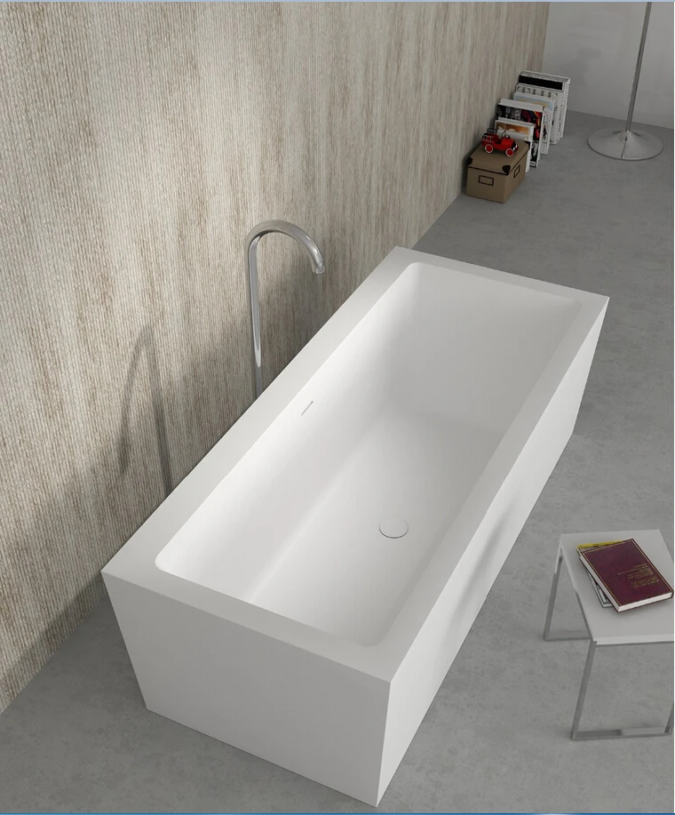 1800mm  Bathroom Corain PMMA Bathtub Oval Freestanding Solid Surface Stone Tub RS65118