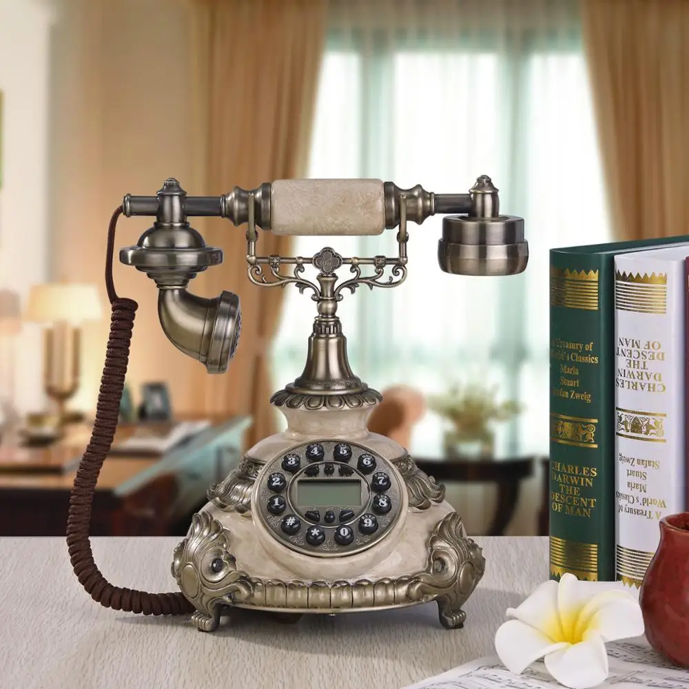 Antique antique telephone antique European style old home office telephone line telephone