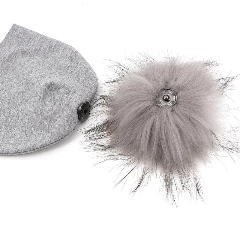 GZHilovingL Soft Cotton Faux Fur Pompom Beanies Hats For Newborn Baby Boys Girls Autumn Winter Kids Infants Toddler Baby Hats