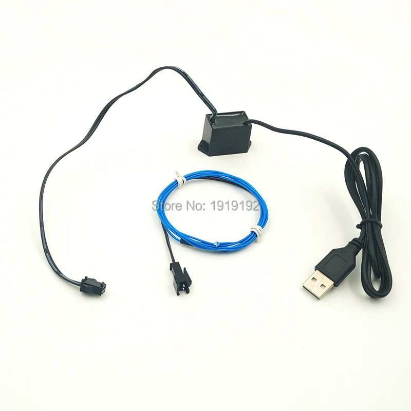 Flexible Neon Glow Light Cable, EL Wire, Party Decorations, USB Driver, Car Party, 10 Colors, 2M, 1.3mm