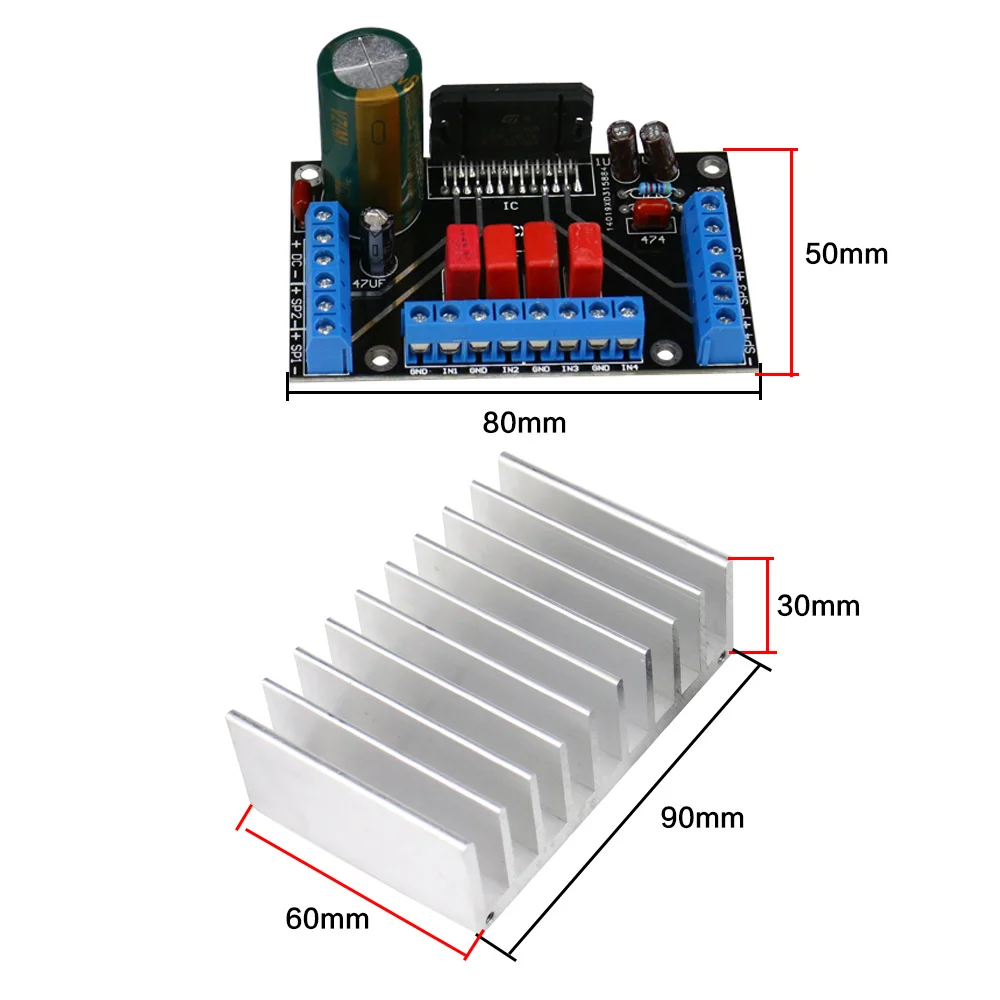 TDA7388 Power Amplifier Module 4 channel 4X41W With Heat Sink DC12V-14.5V Car Computer Desktop Use