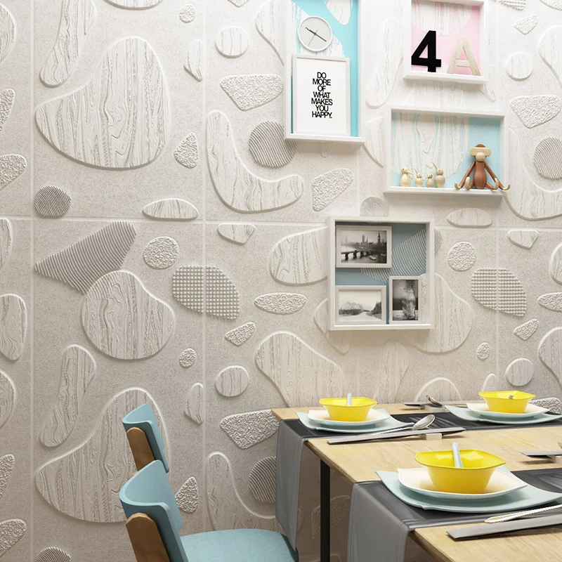 

3d Self-adhesive Wall Stickers Living Room Bedroom Self-adhesive Wallpaper Background Wall Stickers Waterproof Foam Stickers PVC