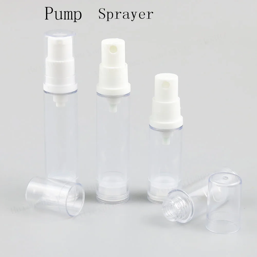 

300 x 5ml 10ml Small Airless Lotion Pump Bottle with white Pump Clear Cap 1/3oz Travel Mini Airless Sprayer Cosmetic Packaging